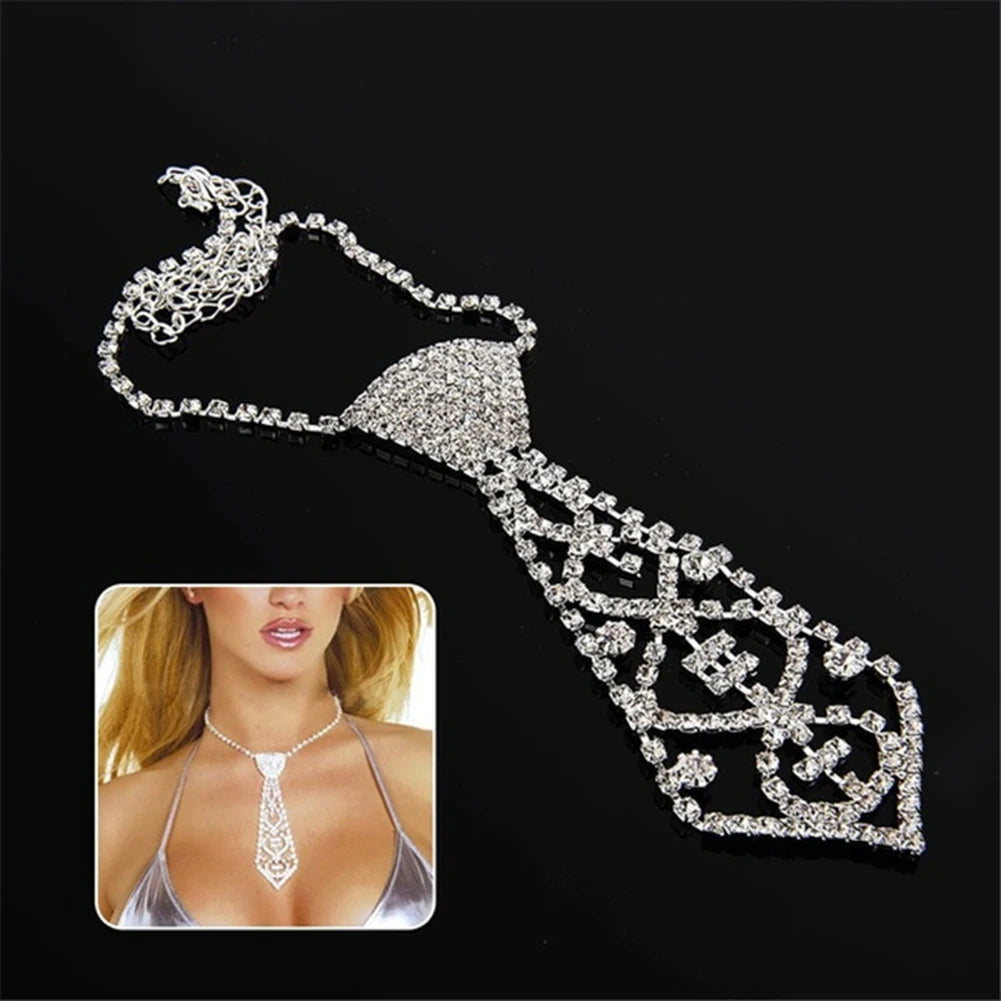 HOT Sales!!!New Arrival Women Vintage Rhinestone Inlaid Tie Long Necklace Wedding Jewelry Accessory Gift Wholesale Dropshipping