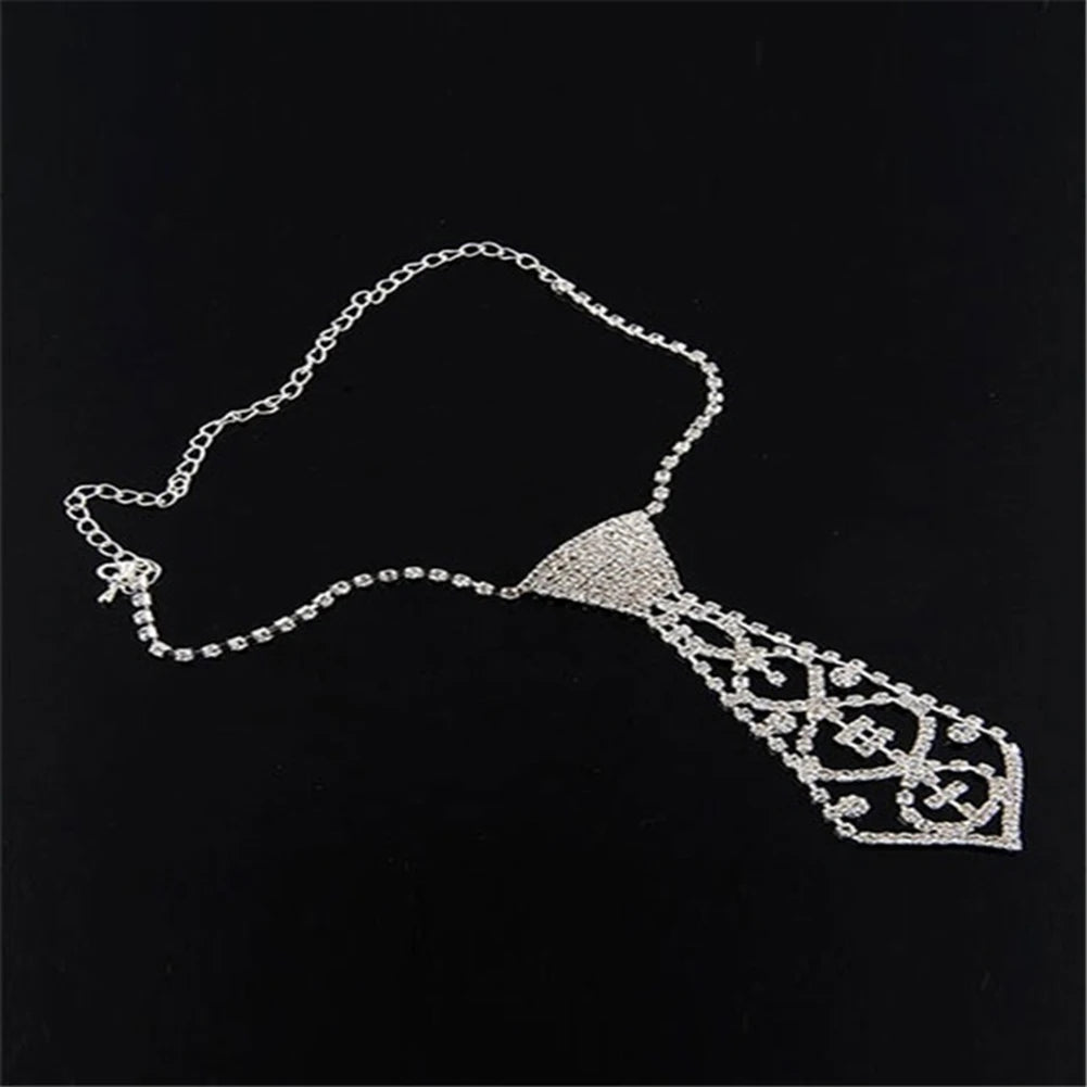 HOT Sales!!!New Arrival Women Vintage Rhinestone Inlaid Tie Long Necklace Wedding Jewelry Accessory Gift Wholesale Dropshipping