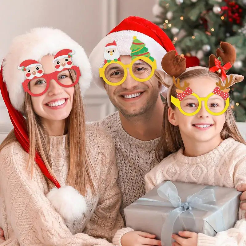 6 Pcs Christmas Funny Glasses Party Glasses Frames Christmas Decoration Costume Eyeglasses for Holiday Christmas Parties