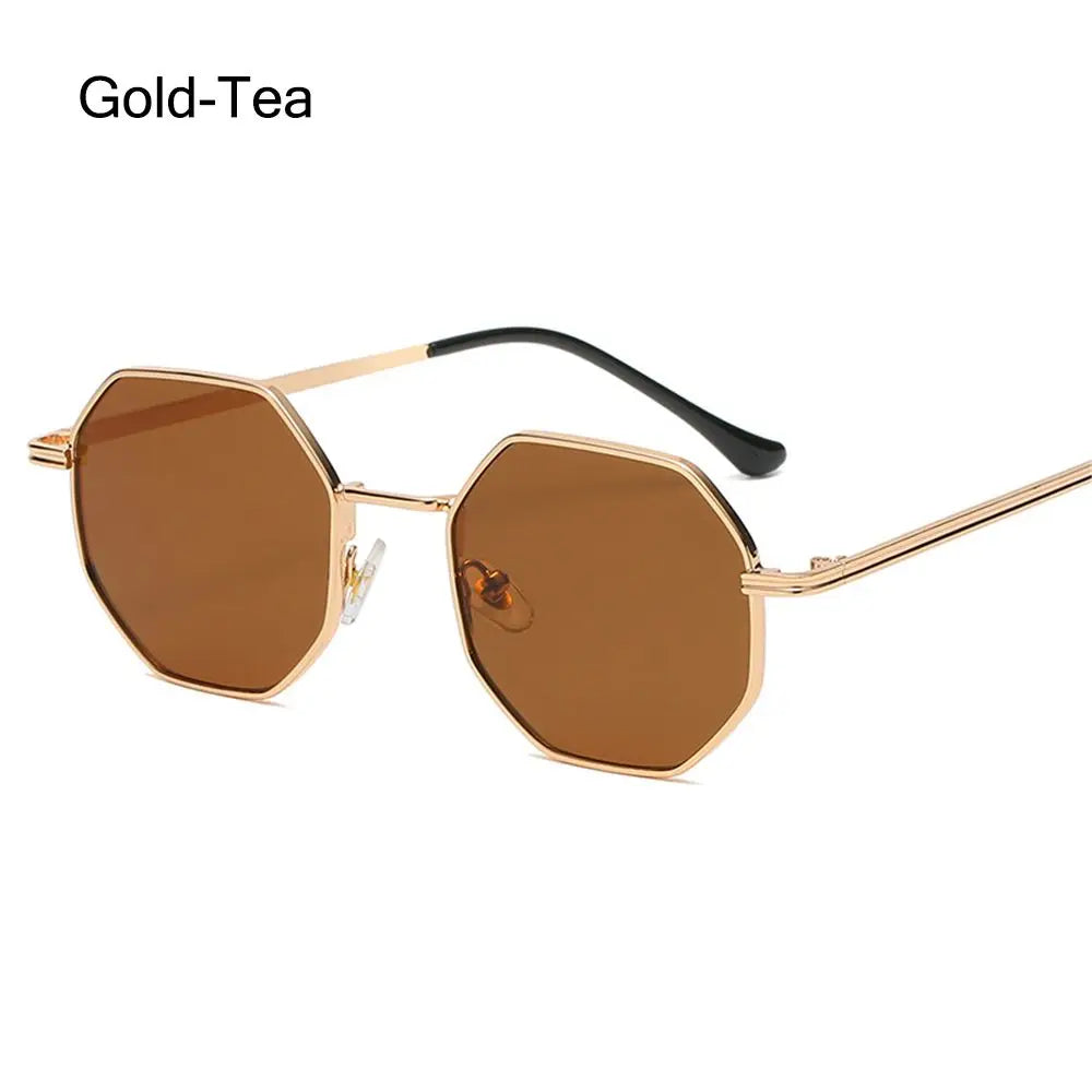 Retro Square Sunglasses for Men Women Fashion Small Frame Polygon Sun Glasses Vintage Metal UV Protection Sunglasses