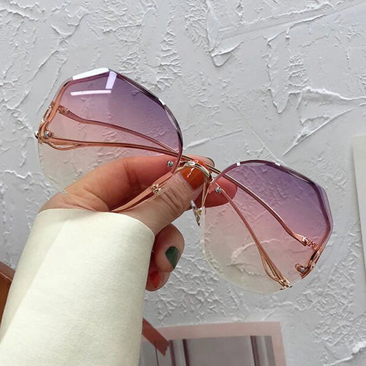 Brand Oversized Sunglasses Woman Luxury Big Frame Sun Glasses Female Fashion Designer Frameless Gradient Vintage Gafas De Sol