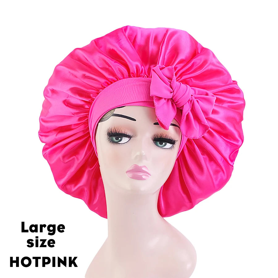 Leeons Silk Sleeping Cap Night Hat Head Cover Bonnet Satin Cheveux Nuit for Curly Hair Care Women Beauty Maintenance Designer