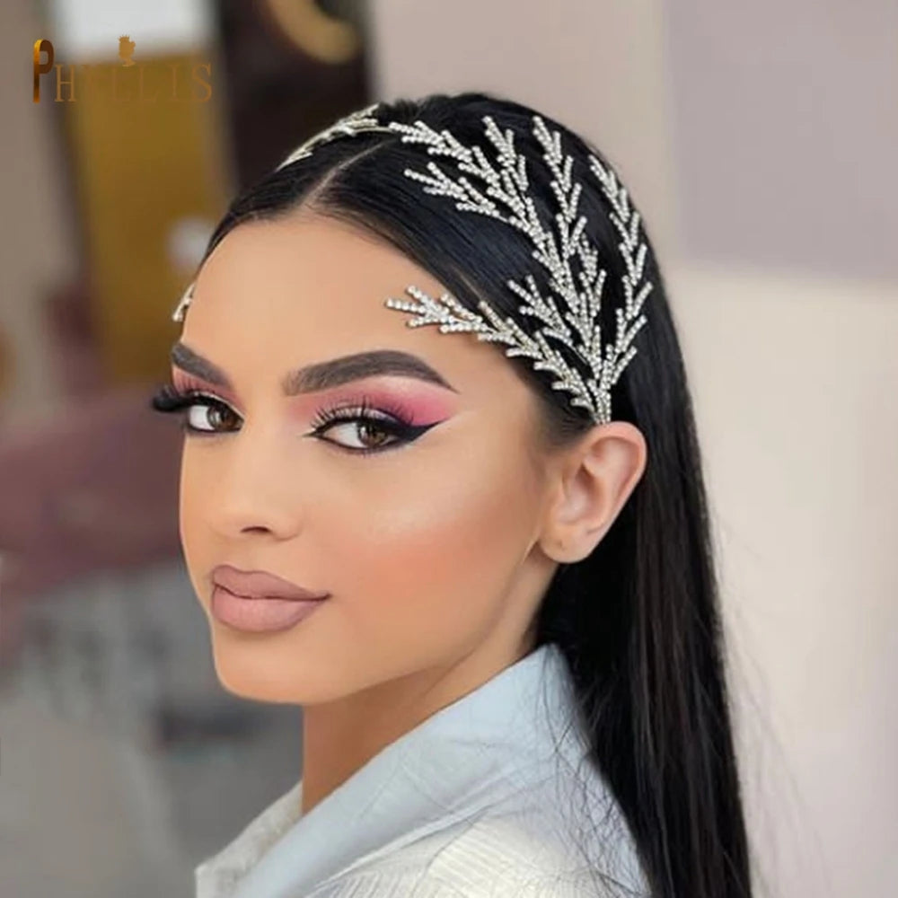 A254 Silver Gold Bride Headband Rhinestone Hair Jewelry for Women Tiaras Headpiece Crystal Wedding Headdress Bridal Headwear