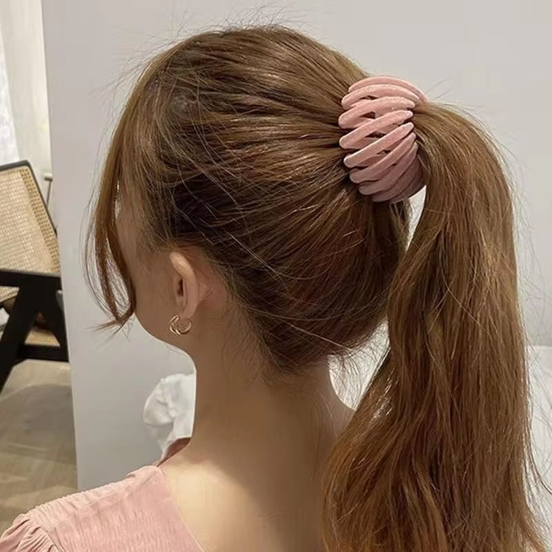 Magic Hair Clip Bird Nest Shaped Hair Holder Velvet Hair Ring Ball Head Hair Device High Ponytail Hair Artifact Accessories