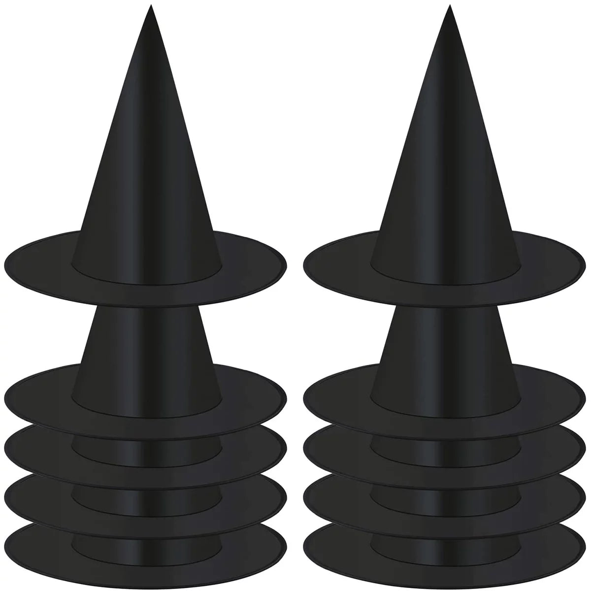 Halloween Black Witch Hat for Adult, 10Pcs Halloween Costume Accessory Decorations for Christmas Masquerade Cosplay Party Decor