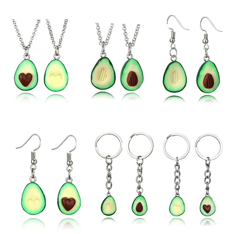 Simulation Fruit Avocado Heart-Shaped Keychain Creative Avocado Backpack Key Chain Pendant Fashion Jewelry Key Ring Friend Gift