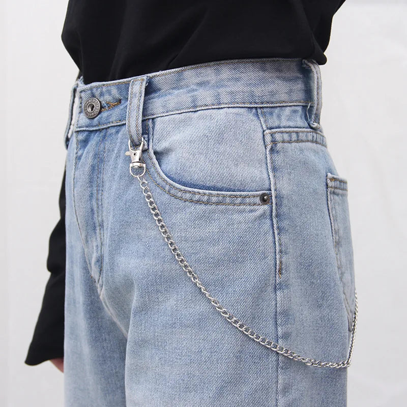 Women Belt PU Leather Pin Buckle Punk Belt Fashion Full Hole Wait Band with Metal Chain Grommet Belts for Jeans Overcoat