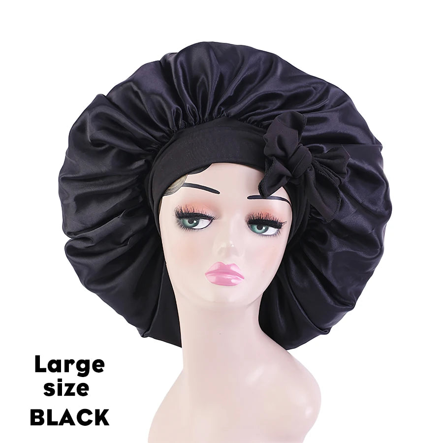 Leeons Silk Sleeping Cap Night Hat Head Cover Bonnet Satin Cheveux Nuit for Curly Hair Care Women Beauty Maintenance Designer