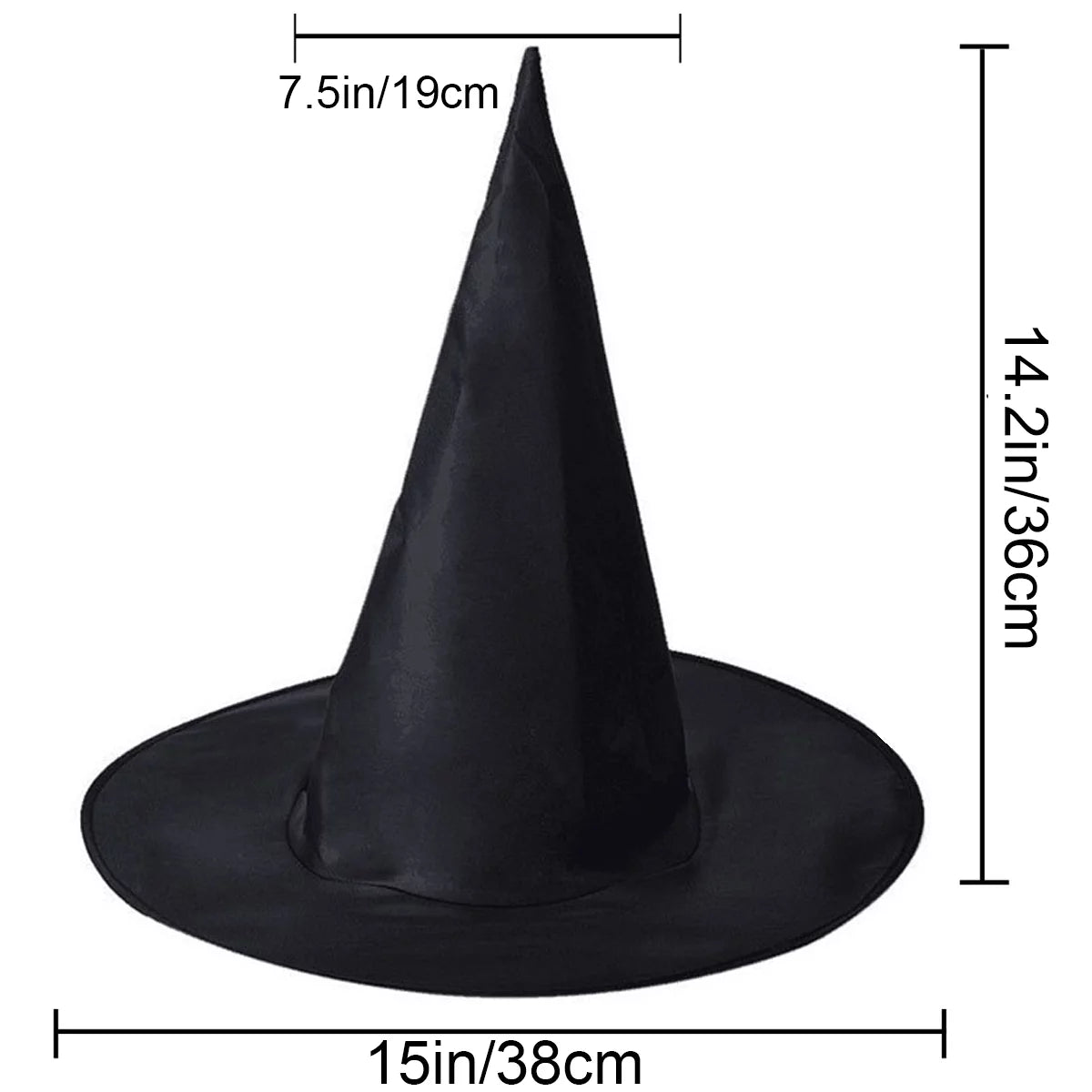 Halloween Black Witch Hat for Adult, 10Pcs Halloween Costume Accessory Decorations for Christmas Masquerade Cosplay Party Decor