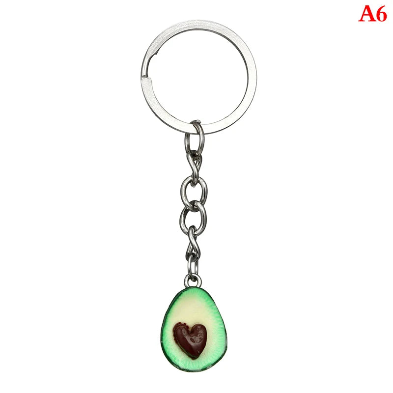 Simulation Fruit Avocado Heart-Shaped Keychain Creative Avocado Backpack Key Chain Pendant Fashion Jewelry Key Ring Friend Gift