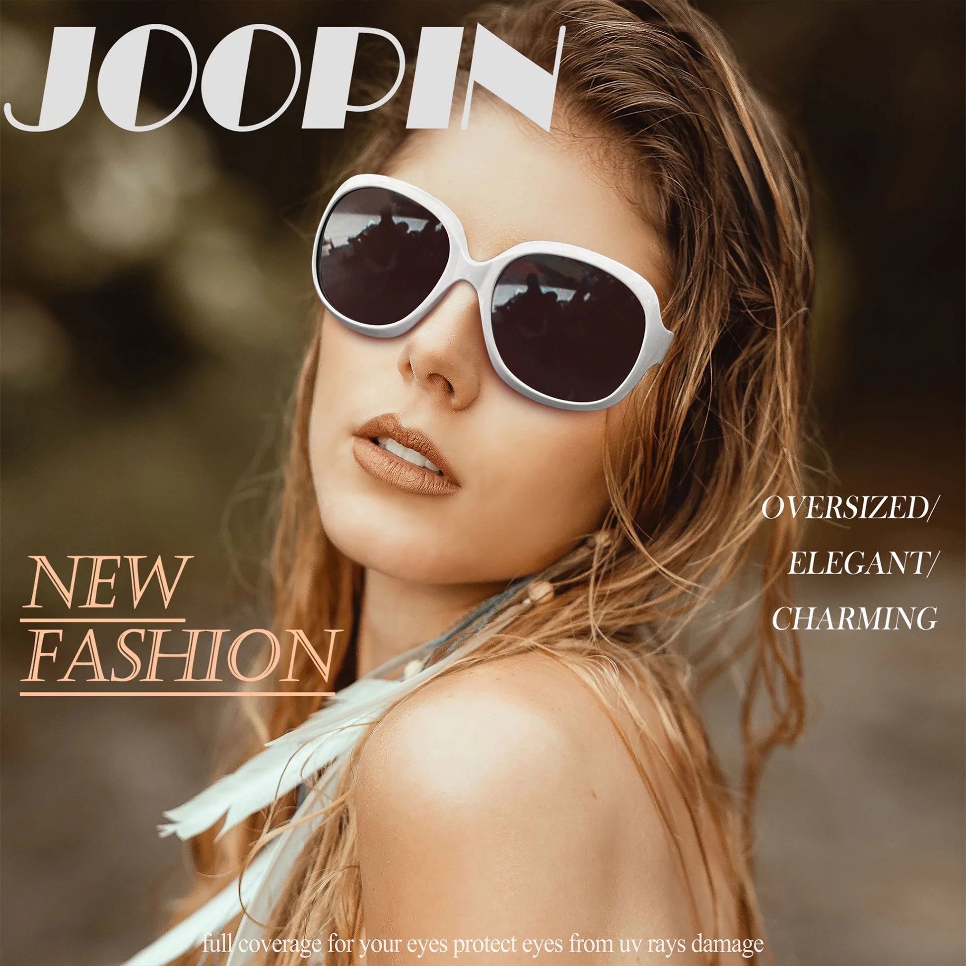 Oversized Polarized Sunglasses for Women, Ladies Vintage Thick Big Frame Sun Glasses Shades (Shiny White)