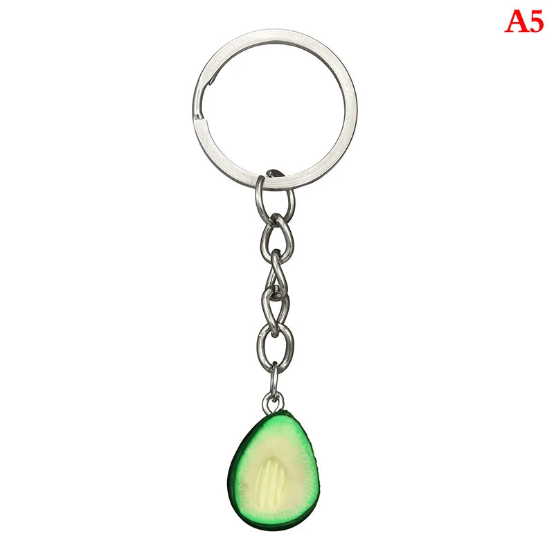 Simulation Fruit Avocado Heart-Shaped Keychain Creative Avocado Backpack Key Chain Pendant Fashion Jewelry Key Ring Friend Gift