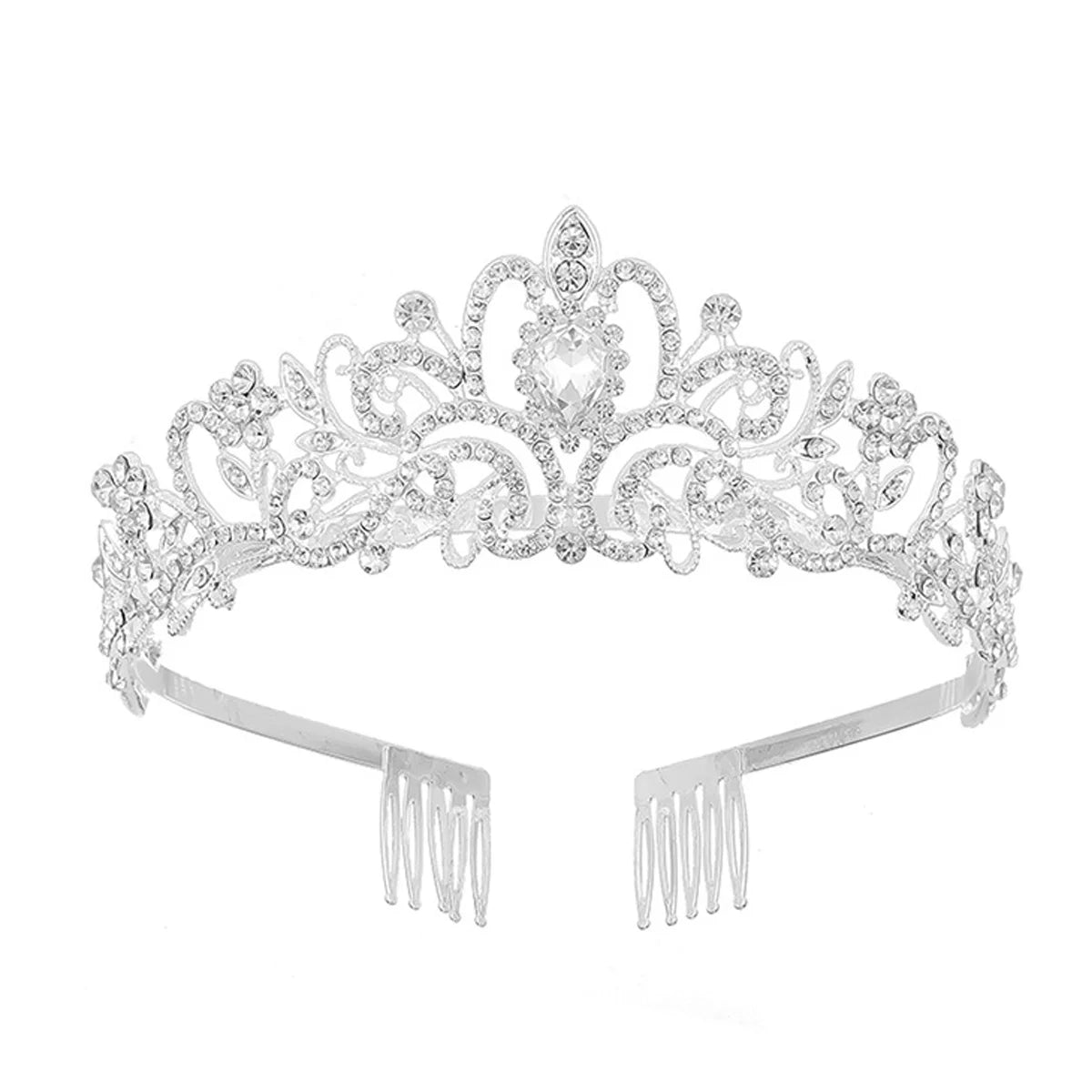 Crown Tiara for Women Girls Elegant Princess Crown with Combs Tiaras for Women Bridal Wedding Prom (Silver)