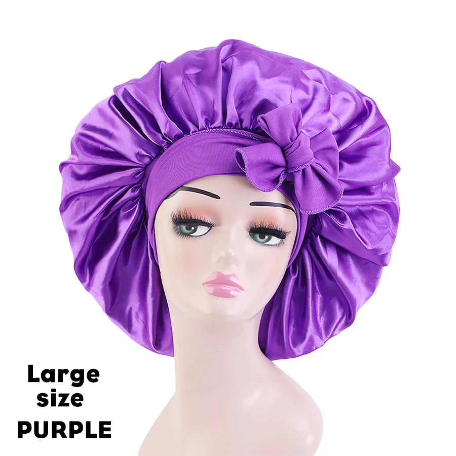 Leeons Silk Sleeping Cap Night Hat Head Cover Bonnet Satin Cheveux Nuit for Curly Hair Care Women Beauty Maintenance Designer