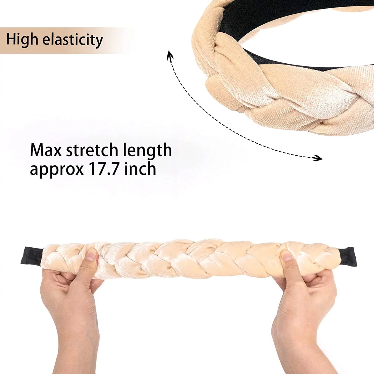 Headbands for Women Velvet Braided Headbands Fashion Hairband Criss Cross Hair Accessories, Beige