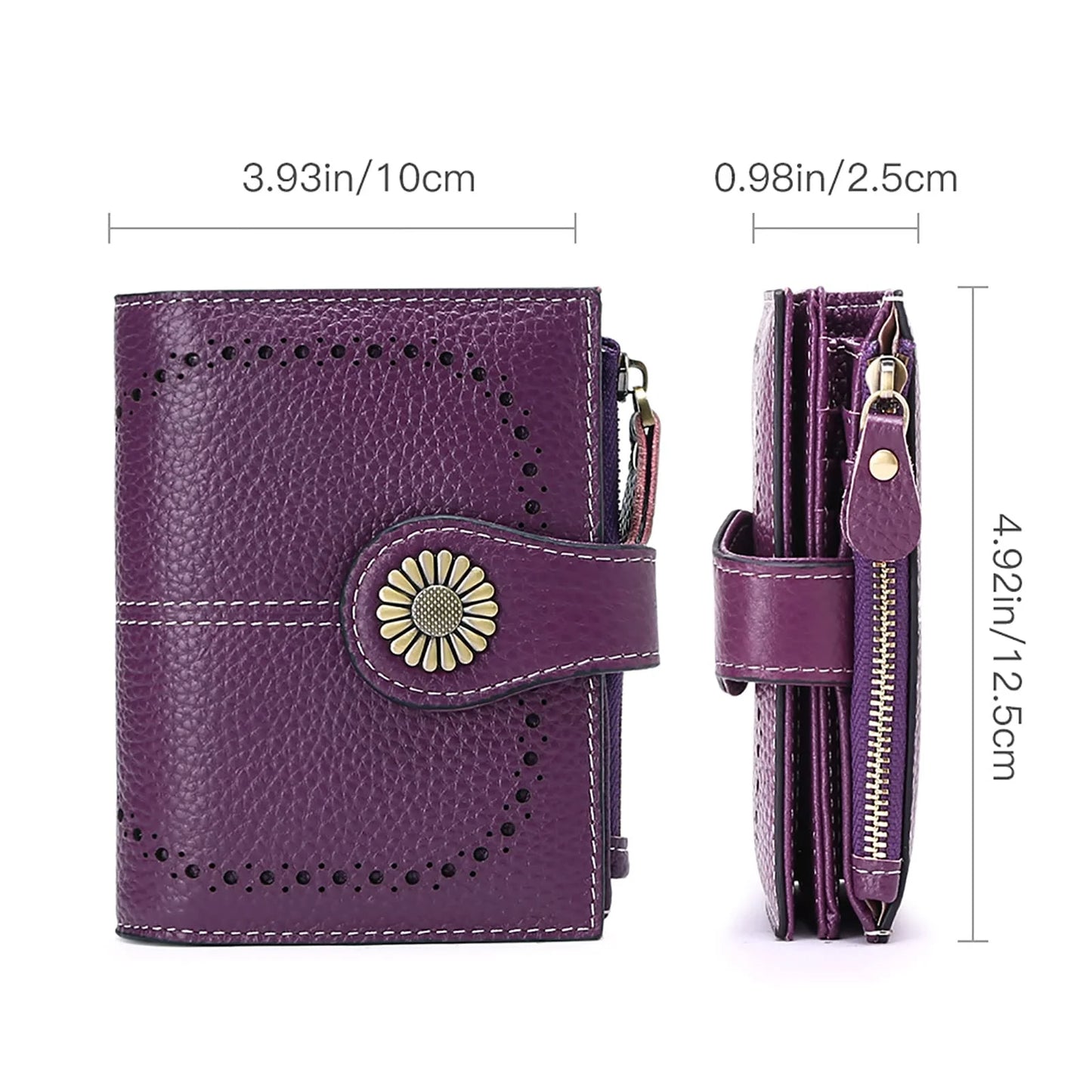 Small Women Wallet Genuine Leather Bifold Purse RFID Blocking Card Holder