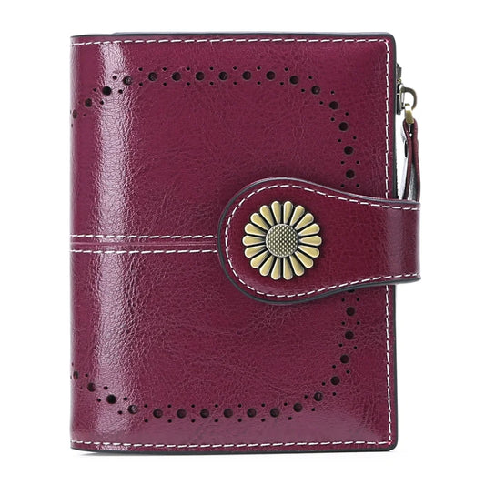 Small Women Wallet Genuine Leather Bifold Purse RFID Blocking Card Holder