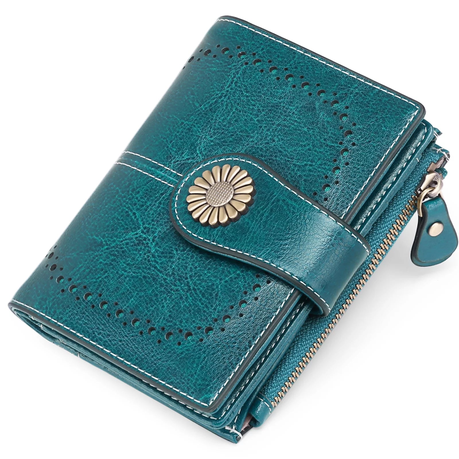 Small Women Wallet Genuine Leather Bifold Purse RFID Blocking Card Holder