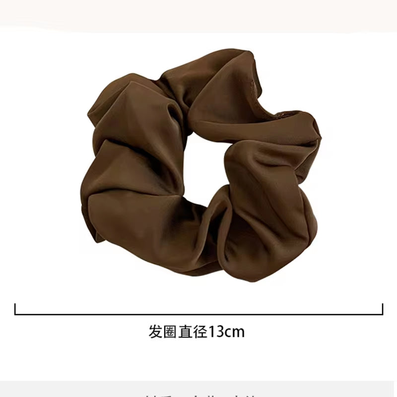 Newest Korean Woman Big Elegant Silk Elastics Hair Band Solid Color Scrunchies Hair Ties Ladies Ponytail Hold Hair Accessories