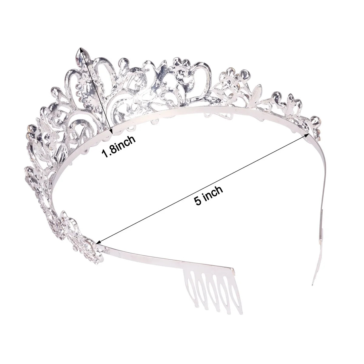 Crown Tiara for Women Girls Elegant Princess Crown with Combs Tiaras for Women Bridal Wedding Prom (Silver)