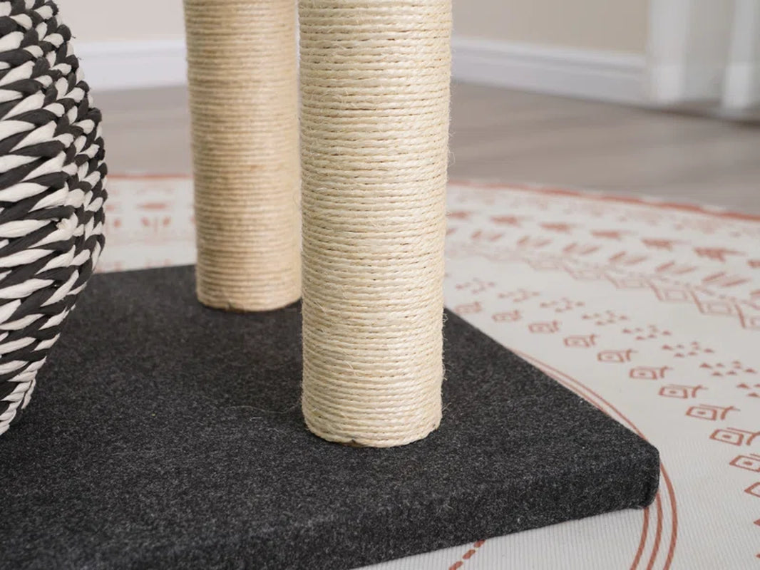 49" Handwoven Cat Tree with Feather Toy