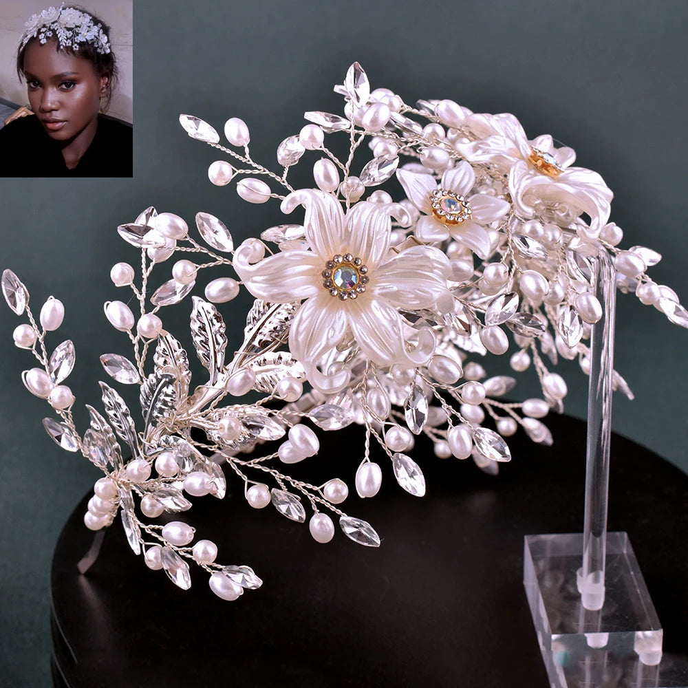 A254 Silver Gold Bride Headband Rhinestone Hair Jewelry for Women Tiaras Headpiece Crystal Wedding Headdress Bridal Headwear