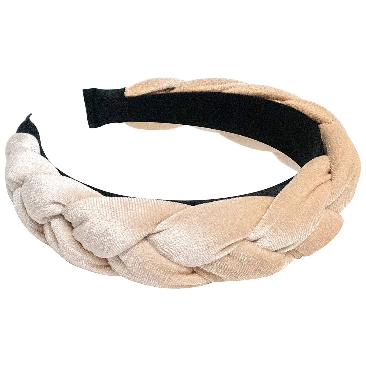 Headbands for Women Velvet Braided Headbands Fashion Hairband Criss Cross Hair Accessories, Beige