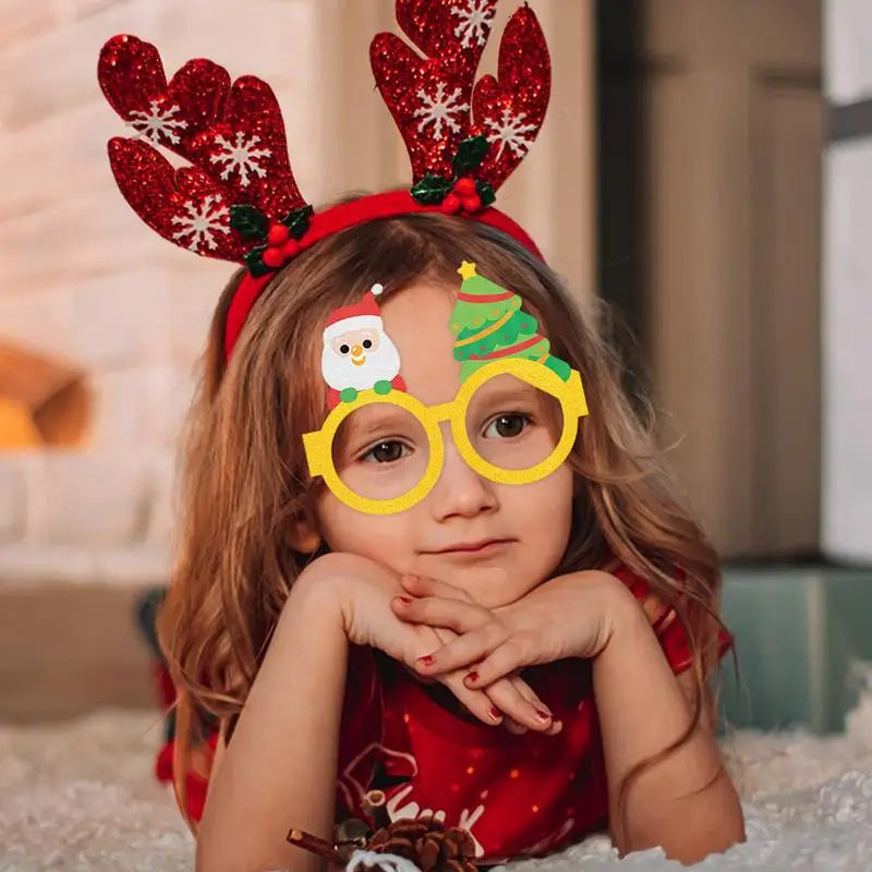 6 Pcs Christmas Funny Glasses Party Glasses Frames Christmas Decoration Costume Eyeglasses for Holiday Christmas Parties