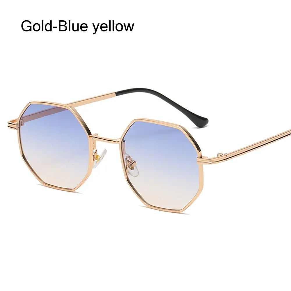 Retro Square Sunglasses for Men Women Fashion Small Frame Polygon Sun Glasses Vintage Metal UV Protection Sunglasses