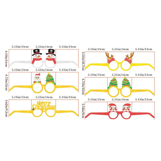 6 Pcs Christmas Funny Glasses Party Glasses Frames Christmas Decoration Costume Eyeglasses for Holiday Christmas Parties