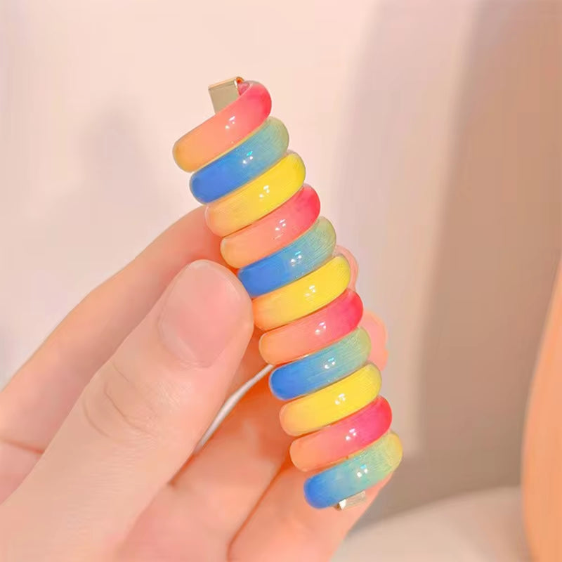 Vintage Elastic Hair Bands Women Girls Telephone Wire Hair Ties Spiral Coil Rubber Bands Hair Rope Kid Ponytail Hair Accessories