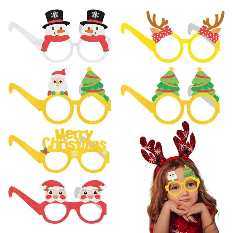 6 Pcs Christmas Funny Glasses Party Glasses Frames Christmas Decoration Costume Eyeglasses for Holiday Christmas Parties