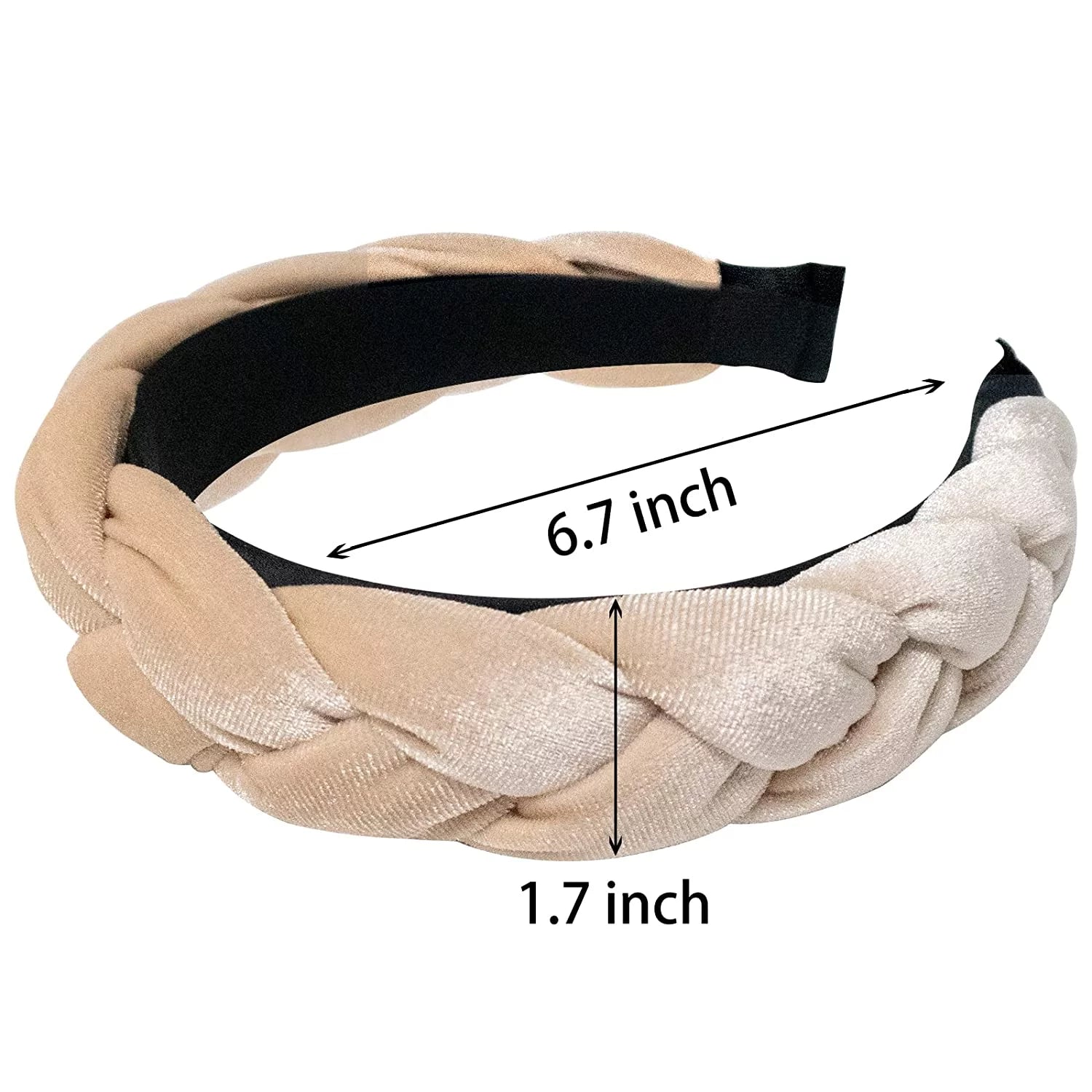 Headbands for Women Velvet Braided Headbands Fashion Hairband Criss Cross Hair Accessories, Beige