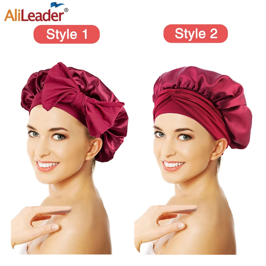 Leeons Silk Sleeping Cap Night Hat Head Cover Bonnet Satin Cheveux Nuit for Curly Hair Care Women Beauty Maintenance Designer