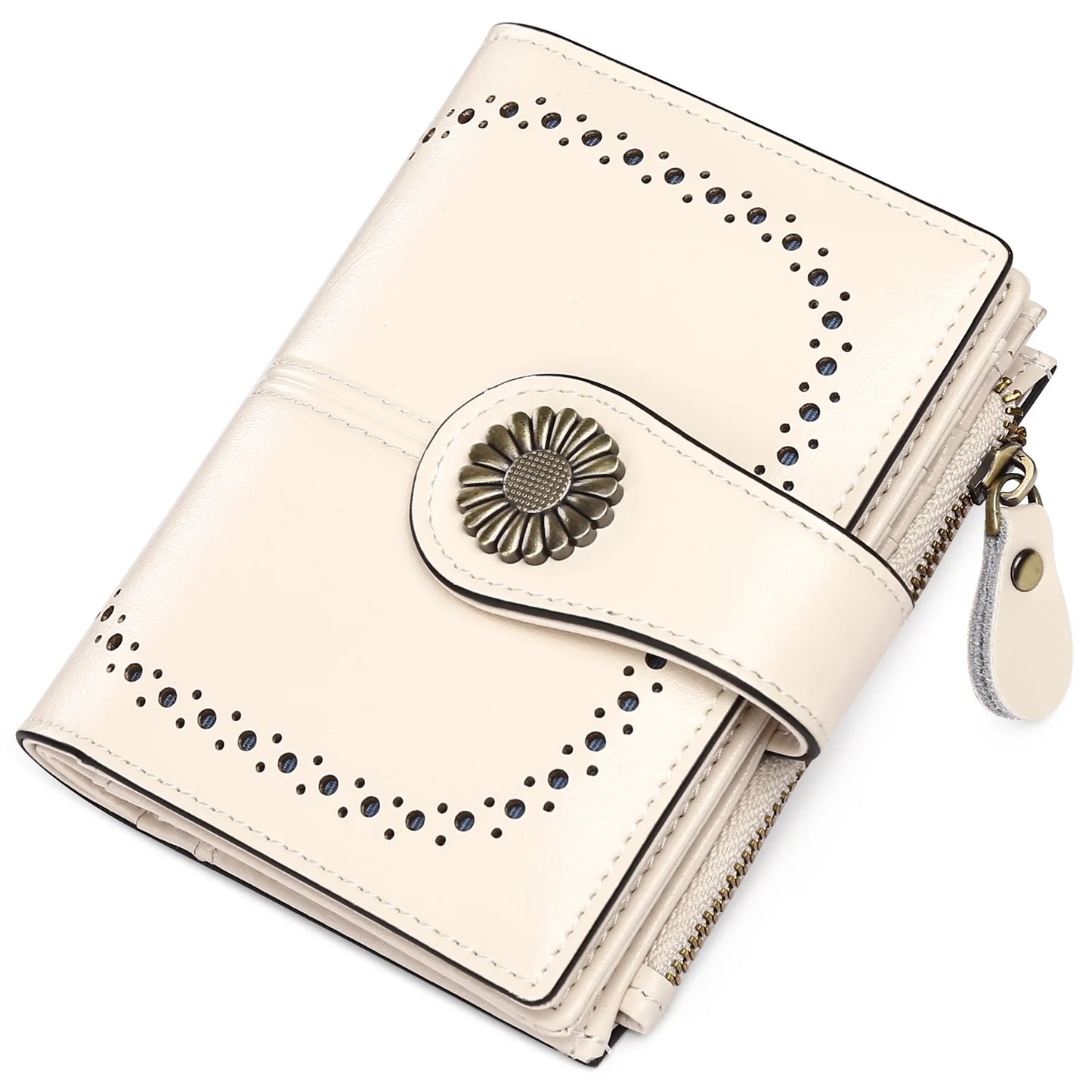 Small Women Wallet Genuine Leather Bifold Purse RFID Blocking Card Holder